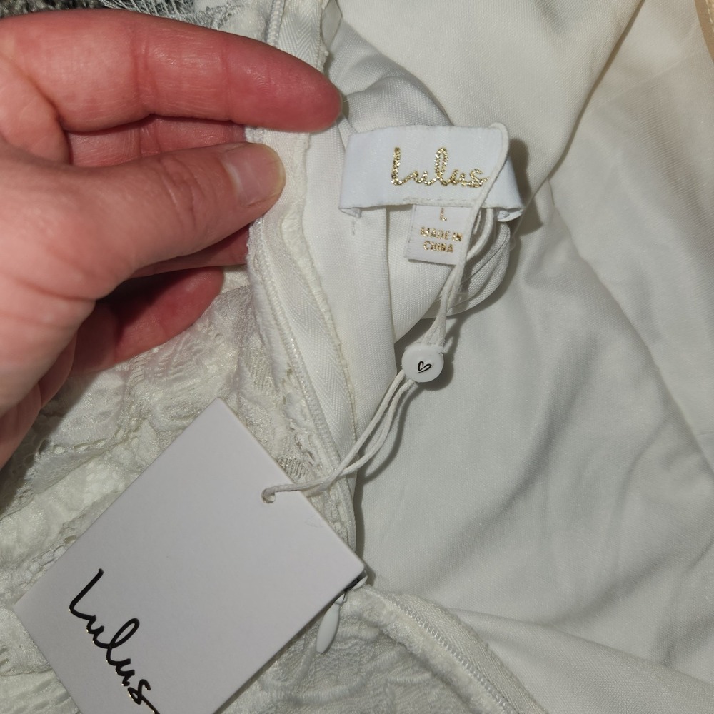 Lulus White Lace V Neck Fit N Flare Memermaid Wedding Dress Style# IDE76196 Nwt - Picture 11 of 14